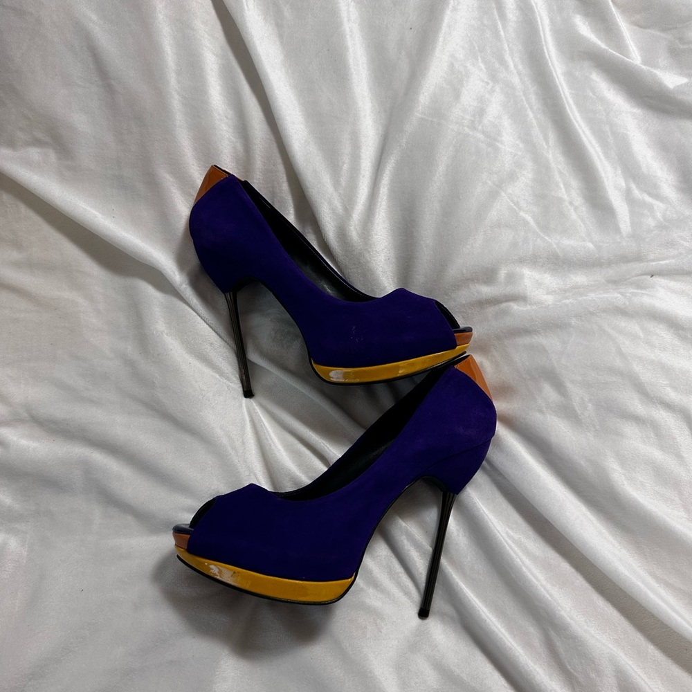 Aldo Purple and Orange Peep Toe Heels - Picture 5 of 6